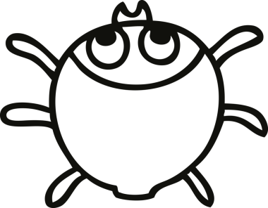 Bir insan tarafından çizilmiş garip çizgi film böceği.