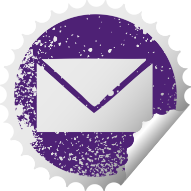 Bir insan tarafından çizilen kağıt zarfın çizilmiş dairesel kabuk soyma etiketi.