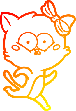 Bir insan tarafından çizilmiş çizgi film kedisinin sıcak çizgi çizimi