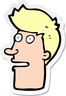 Bir insan tarafından çizilmiş, şok olmuş bir erkek yüzü.