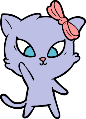 Bir insan tarafından çizilmiş çizgi film kedisi.