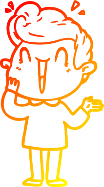 Bir insan tarafından çizilmiş, heyecanlı bir çizgi film çizimi.