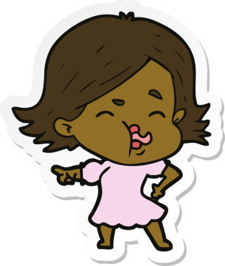 Bir insan tarafından çizilmiş bir karikatür kızının çıkartması.