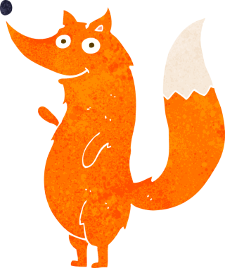 Bir insan tarafından çizilmiş tilki sallayan çizgi film.