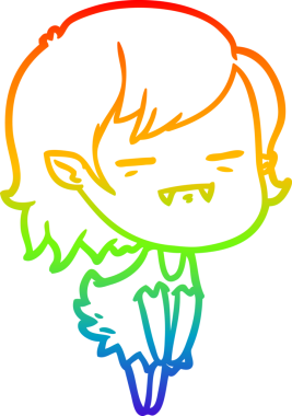 Gökkuşağı gradyan çizgi çizimi Bir insan tarafından çizilen ölümsüz vampir kız çizgi