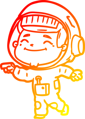 Bir insan tarafından çizilmiş mutlu bir astronotun sıcak çizgi çizimi