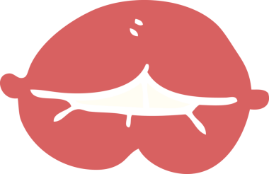 Çizgi roman karalamaları bir insan tarafından çizilmiş alt dudağı ısırıyor.