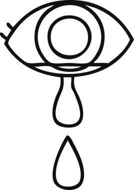 Bir insan tarafından çizilmiş ağlayan göz karikatürü.