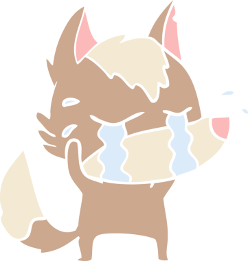 Bir insan tarafından çizilmiş düz renkli ağlayan kurt resmi.