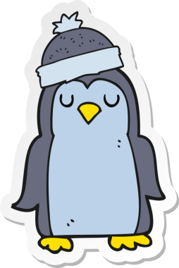 Bir insan tarafından çizilmiş karikatür pengueni çıkartması.