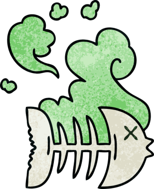 Bir insan tarafından çizilmiş garip bir karikatür ölü balık