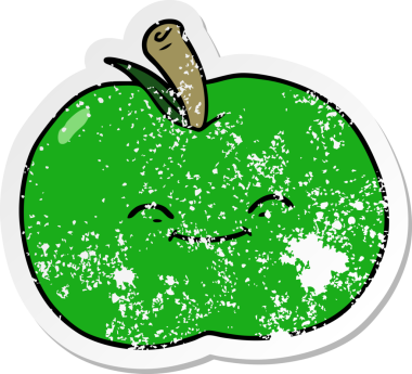 Bir insan tarafından çizilmiş karikatür elmasının sıkıntılı çıkartması.