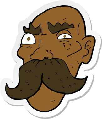 Bir insan tarafından çizilmiş kızgın yaşlı bir adamın çıkartması.