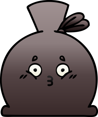 Bir insan tarafından çizilmiş bir çuvalın gölgeli çizgi filmi.