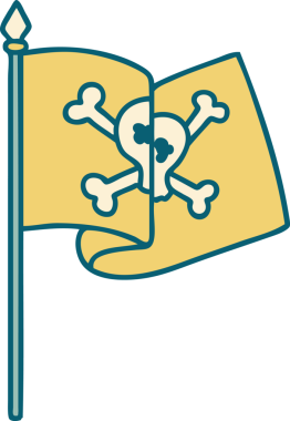 Bir insan tarafından çizilmiş korsan bayrağının ikonik dövme şekli