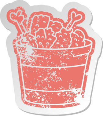 Bir insan tarafından çizilmiş kızarmış tavuk kovası.