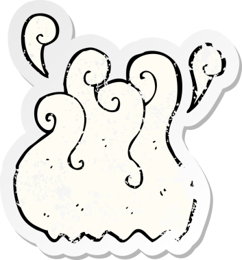 Bir insan tarafından çizilmiş buharlı bir karikatürün gerilimli yapıştırması.