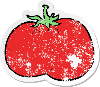 Bir insan tarafından çizilmiş karikatür domatesi.