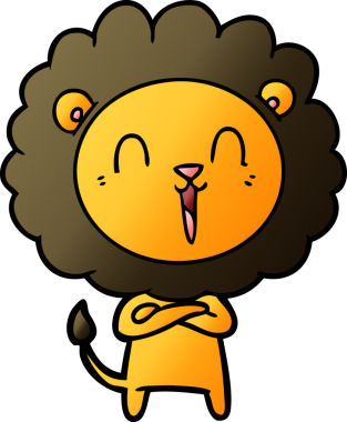 Bir insan tarafından çizilmiş gülen aslan çizgi filmi.