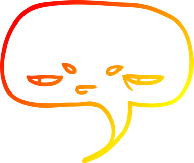 Bir insan tarafından çizilmiş bir karikatür konuşma baloncuğunun sıcak gradyan çizimi