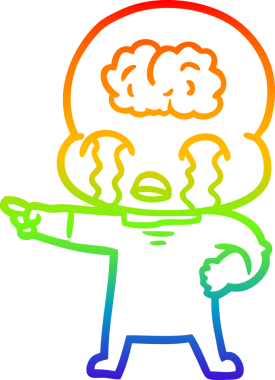 Gökkuşağı gradyan çizimi Bir çizgi film büyük beyin uzaylı ağlayan ve bir insan tarafından çizilen