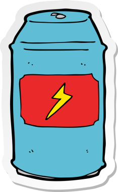 Bir insan tarafından çizilmiş çizgi film bira kutusu çıkartması.