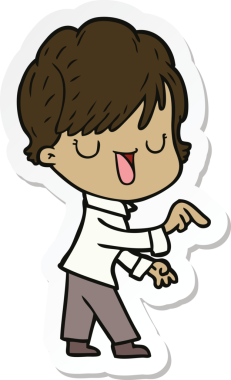 Bir insan tarafından çizilmiş bir karikatür kadının çıkartması.