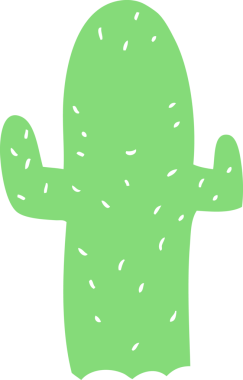 Bir insan tarafından çizilmiş düz renk çizgi film kaktüsü.