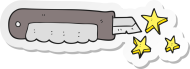 Bir insan tarafından çizilmiş karikatür bıçağının çıkartması.