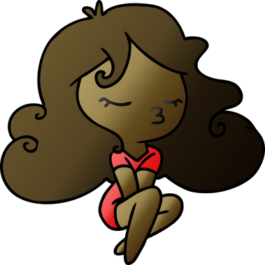 Bir insan tarafından çizilmiş kawai kızının gradyan çizimi.