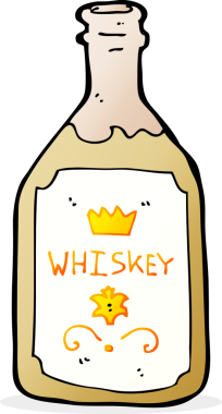 Bir insan tarafından çizilmiş viski şişesi.