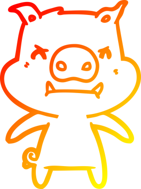 Bir insan tarafından çizilmiş kızgın çizgi film domuzu çizimi.