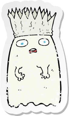 Bir insan tarafından çizilmiş karikatür bir hayaletin gerilmiş çıkartması.