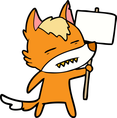 Bir insan tarafından çizilmiş protestolu çizgi film karakteri.