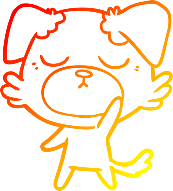 Bir insan tarafından çizilmiş sevimli bir köpeğin sıcak çizgi çizgisi.