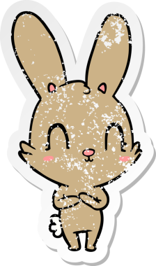 Bir insan tarafından çizilmiş şirin bir tavşanın sıkıntılı çıkartması.