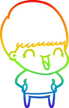 gökkuşağı gradyanı çizimi bir insan tarafından çizilmiş mutlu bir çizgi film çocuğu