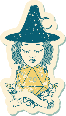 Retro Dövme Tarzı İnsan Büyücüsü Doğal 20 zar atışıyla Bir insan tarafından çizilmiş