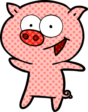 Bir insan tarafından çizilmiş neşeli domuz çizgi filmi.