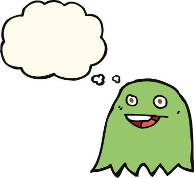 Bir insan tarafından çizilmiş düşünce balonlu çizgi film hayaleti.