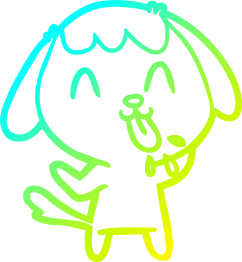 Bir insan tarafından çizilmiş şirin bir çizgi köpeğin soğuk gradyan çizgisi.