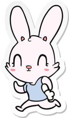 Bir insan tarafından çizilmiş şirin bir tavşanın çıkartması.