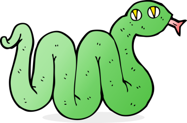 Bir insan tarafından çizilmiş komik çizgi film yılanı.