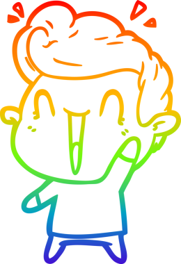 Gökkuşağı gradyanı çizimi bir insan tarafından çizilmiş heyecanlı bir çizgi film