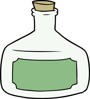 Bir insan tarafından çizilmiş eski şişe karikatürü.