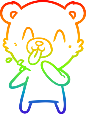 Gökkuşağının gradyan çizimi kaba bir karikatür kutup ayısının bir insan tarafından çizilmiş dili.