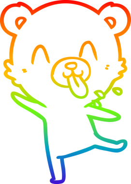 Gökkuşağının gradyan çizimi kaba bir karikatür kutup ayısının bir insan tarafından çizilmiş dili.