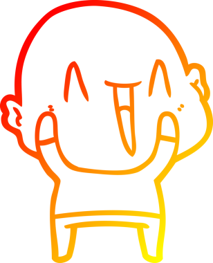 Bir insan tarafından çizilmiş mutlu, kel bir adamın sıcak çizgi çizimi.