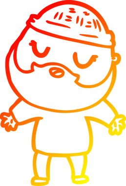 Bir insan tarafından çizilmiş sakallı bir çizgi film karakteri.