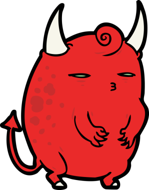 Bir insan tarafından çizilmiş küçük şişman cadılar bayramı şeytanı.